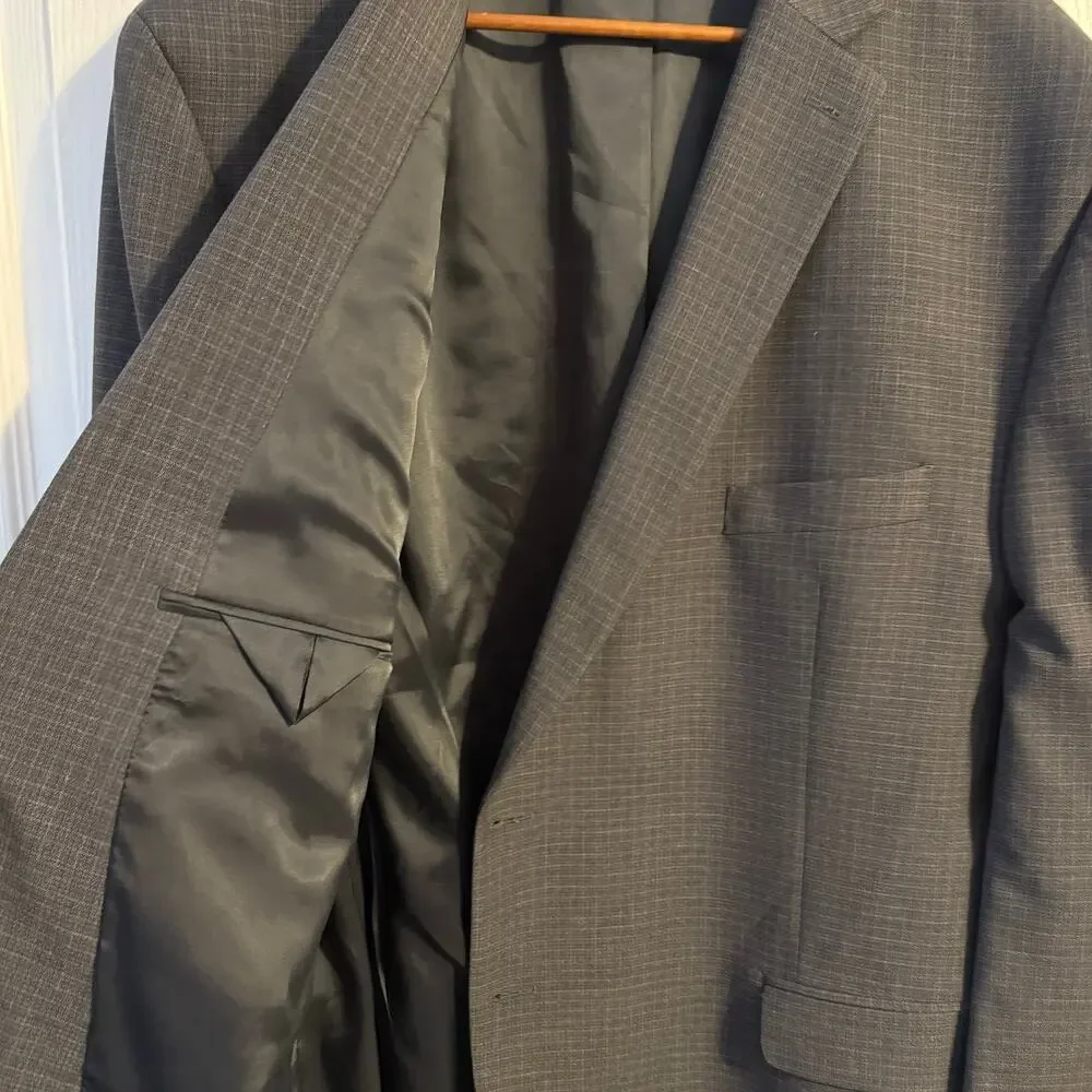 Michael Kors 52R Gray Windowpane Plaid Blazer Sport Coat Big Tall 2-Button